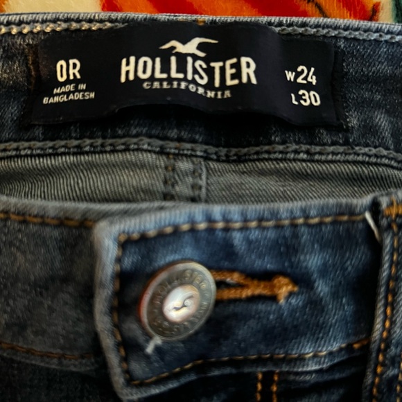 Hollister Women's Blue Ripped mid rise super Skinny stretch Jeans size 0 - Picture 2 of 11